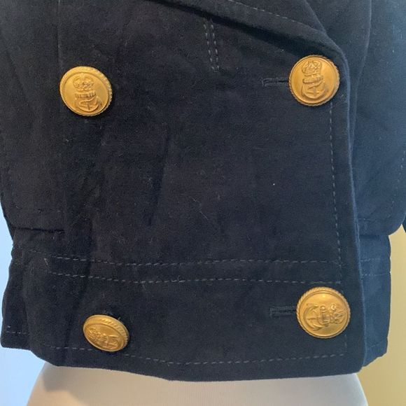 Zara Woman Blazer Cropped Velvet Double Breasted Plush Jacket Navy Nautical XS - Picture 3 of 12